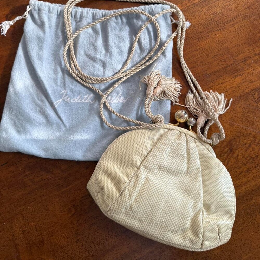 Vintage Judith Lieber cream snakeskin purse